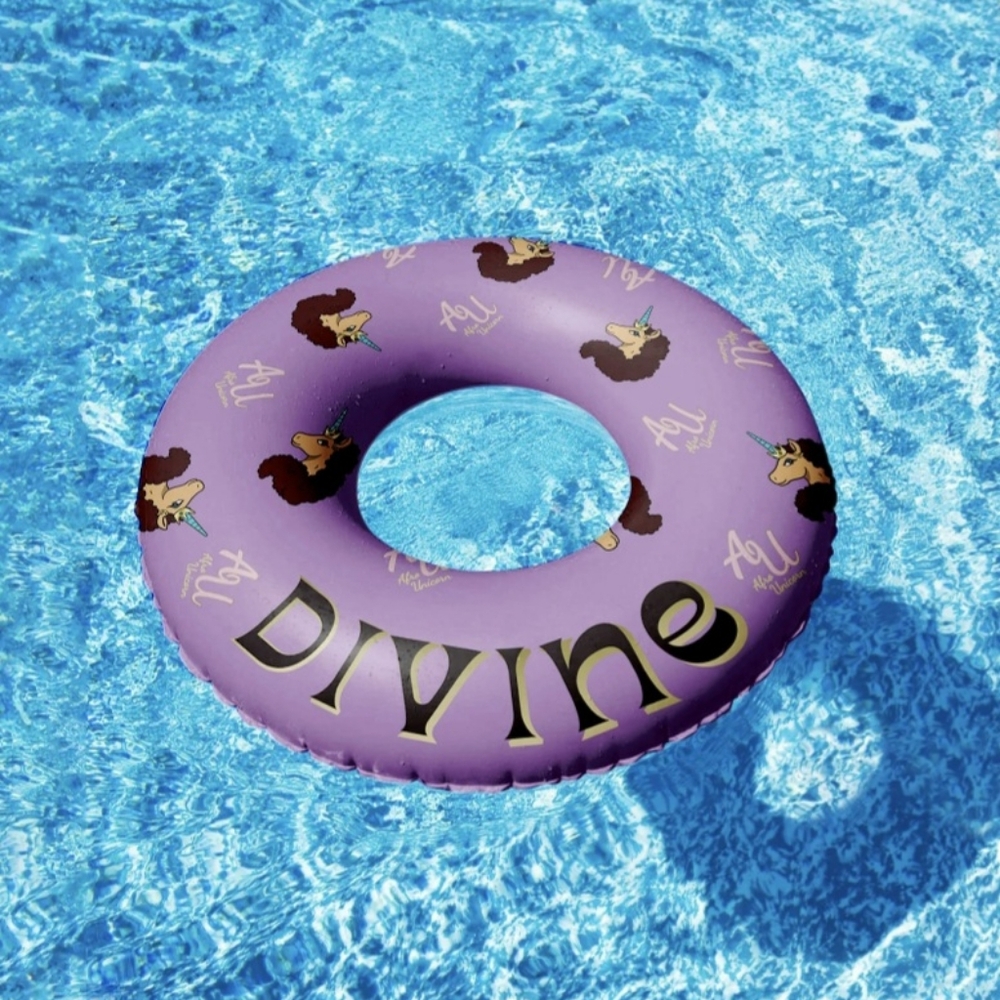 Afro Unicorn Divine" Unicorn Swim Ring Float